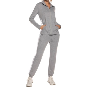 Conjunto Deportivo de Dos Piezas para Mujer, Corte Ajustado, con Logotipo Personalizado, Material de Poliéster/Algodón, Sudadera con Capucha y Pantalones Deportivos para Invierno - Product Image 1