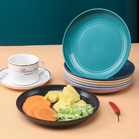 Assiette ronde en paille de blé Ming0026, 7 pouces, réutilisable, assiette à dîner épaisse, assiette à collation et à fruits, vaisselle de table, lot de 12 pièces