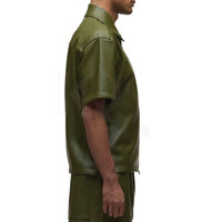 Camisa de Moda Premium Personalizable para Hombre, de Punto Sólido con Detalles en Cuero, Manga Corta, Cierre Frontal con Cremallera, Ligera y de Secado Rápido, para Estilo Urbano