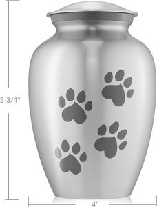 Pet Cremation <b>Urns</b> for <b>Dog</b> and Cat Ashes, Memorial Paw Print <b>Urn</b> - Small Up to 35 Pounds Silver - Product Image 2
