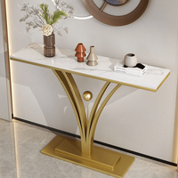 Tables d'entrée rectangulaires modernes avec dessus en marbre Table console de luxe à armature en métal pour meubles de salon d'hôtel