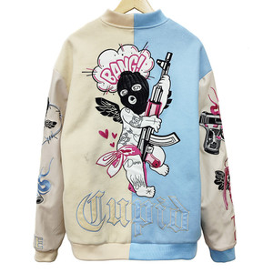 Veste en cuir Varsity en gros avec manches en cuir et broderie | Fournisseur OEM/ODM de vestes Letterman du collège personnalisé - Product Image 5