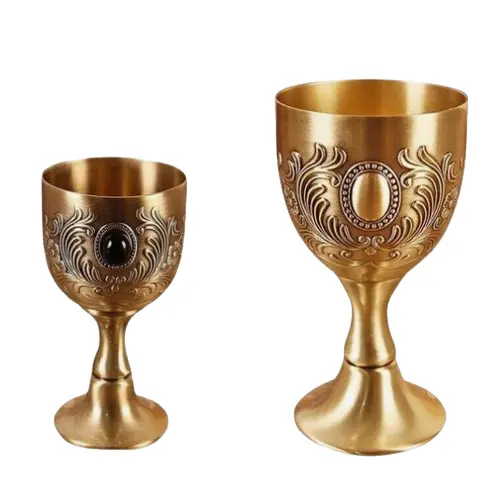Copa de vino de fabricación india, cáliz de latón, copa de Metal religiosa real con soporte, copa de cristal de Metal para vino