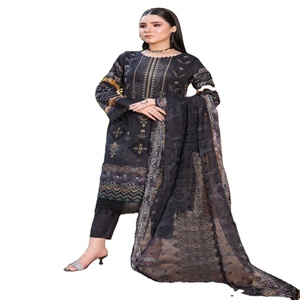 Costumes de pelouse musulmans décontractés de marque Haris 3 pièces pour femmes coutures personnalisées taille adulte vêtements indiens et pakistanais - Product Image 1