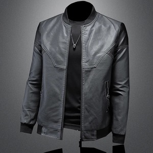 Chaquetas de Cuero Sintético de Moda para Otoño e Invierno, Chaquetas Casuales de Moda para Hombre con Cuello de Béisbol, Impermeables - Product Image 2