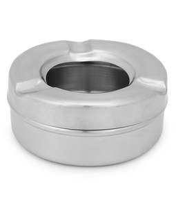 Stainless Steel Lid Ash Tray Golden Engraved Metal Wooden <b>Ashtray</b> Smokers Use Cigar & Cigarette Holder at Affordable Price - Product Image 2