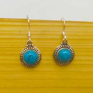 Boucles d'oreilles en argent sterling 925 faites à la main Offre Spéciale pierre précieuse turquoise naturelle pour les mariages et les fêtes cadeau - Product Image 1