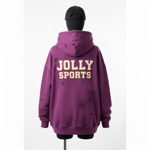 Sweat à capuche oversize pour femme en molleton de coton premium 320 GSM, couleur violet doux, avec applique brodée et logo personnalisé, modèle basique - Product Image 2