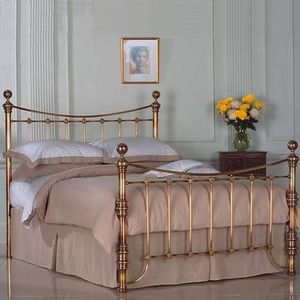 Elegant brass <b>bed</b> frame <b>vintage</b> inspired look for stylish bedroom decor with solid metal build timeless appeal - Product Image 5