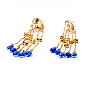 Colgante 14K oro azul Topacio piedra preciosa atractivo clásico moda fiesta desgaste mujeres colgante cadena pendientes - Product Image 3
