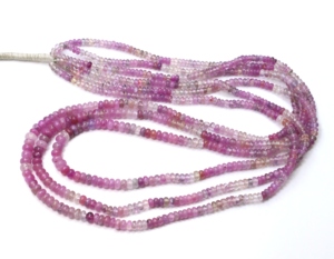<b>Pink</b> Sapphire Shaded Smooth Roundel Shape <b>Beads</b> Natural Sapphire Gemstones <b>Beads</b> 2X4MM length is 18''Inches Jewelry Making <b>Beads</b> - Product Image 2
