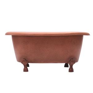 Bañera de remojo con patas ovaladas de cobre martillado Bañera de cobre independiente clásica con pies de garra adornados - Product Image 3