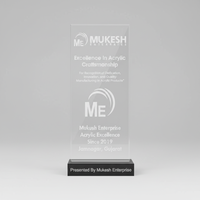 Trophée de reconnaissance d'entreprise en acrylique de qualité supérieure, best-seller, durable, poli, gravé, imprimé en typographie, Mukesh