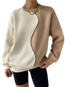 Sudadera de Cuello Redondo para Mujer, Diseño Nuevo de Invierno, Color Sólido, con Logotipo Frontal, Venta al Por Mayor - Product Image 4