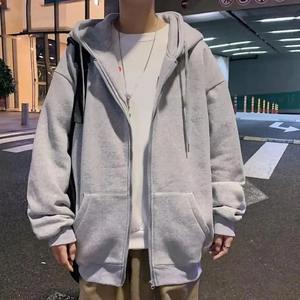 Sudadera con capucha de punto con cremallera clásica unisex para hombre con cremallera Sudadera con capucha Lisa para temporada de otoño - Product Image 3