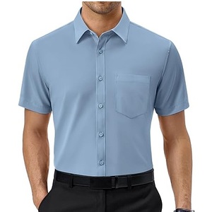 Camisa de Vestir a Cuadros de Manga Larga para Hombre con Cierre de Botones, Cuello Marinero, 100% Algodón, Transpirable, para Oficina y Trabajo, con Bolsillo en el Pecho - Product Image 1
