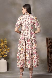 Top Quality Women <b>Floral</b> Printed Fit & Flare Midi <b>Dress</b> Stylish Printed Design Women's <b>Dress</b> For Party Wear - Product Image 4