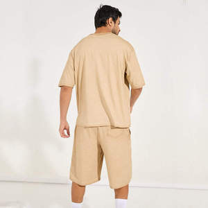 Conjunto de Camiseta y Pantalones Cortos de Punto Casual para Hombre, Ecológico, Bordado, Cuello Redondo, Ligero, 100% Verano - Product Image 4