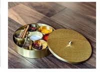 Caja de almacenamiento de esmalte de latón para semillas y especias, cajas de metal, artículo artesanal para decoración de mesa y cocina, artículo de regalo hecho a mano