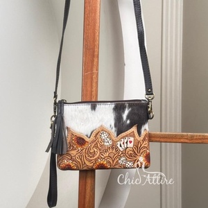 Factory Direct Wholesale Luxury Crossbody Shoulder Bag Hand Tooled Leather Wristlet Purse & Handbag 2025 Messenger Bag for Women - Product Image 1