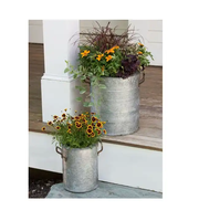 Jardinières élégantes en métal galvanisé, grandes jardinières d'extérieur grises modernes pour la décoration de la maison et du balcon