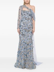 Sin mangas Floral Aline Body Shape Ball Gown Elegante con cuentas de lentejuelas y cuentas Vestido largo de fiesta de noche con posición frontal del logotipo - Product Image 4