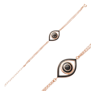 Pulsera de diseño de ojo de esmalte negro, venta al por mayor, joyería de plata turca 925 hecha a mano - Product Image 1