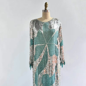 Mangas completas 2025 con cuentas hechas a mano A-Line gasa vestido de noche fábrica Slip ropa para fiestas - Product Image 1