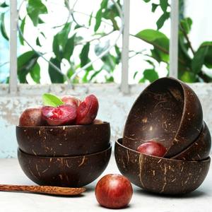 Juego de cuencos de concha de coco de madera de alta calidad sofisticados, logotipo grabado en laca Natural pulida para fiestas, venta al por mayor de Vietnam - Product Image 1