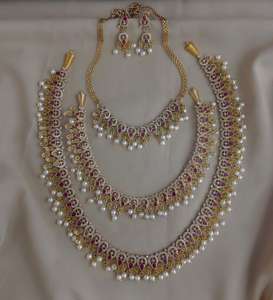 Conjunto de tres collares con acabado mate CZ para mujer, oferta combinada, hermoso collar, complementa la Ropa Étnica y Occidental - Product Image 1