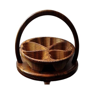 Customizable Solid Wooden Dry <b>Fruits</b> <b>Basket</b> Elegant Carved Flower Design Kitchenware Greatest Quality Available Custom Size - Product Image 2