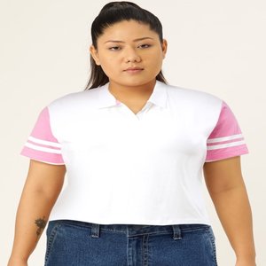 Nouveau femmes blanc rose pur coton solide col de chemise pur coton T-shirt couleur et conception personnalisation commande en gros disponible - Product Image 5