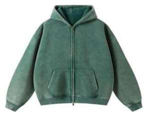 Sudadera con Capucha Personalizada, Bordada, Estilo Urbano, Desgastada por el Sol, Gruesa, 100% Algodón, con Cierre, Estilo Vintage, Lavada al Ácido para Hombre - Product Image 2