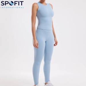 Ensemble de yoga sans couture 2 pièces pour femme, tenue de sport et de fitness, idéal pour la course et la gym, collection unie, vente chaude - Product Image 3