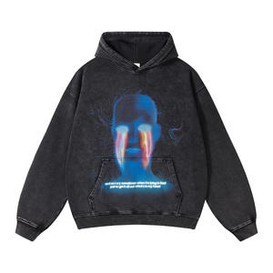 เสื้อฮู้ดผ้าฝ้าย400GSM ซักกรดวินเทจพิมพ์ลายดิจิตอลโอเวอร์ไซส์สำหรับฤดูหนาวดีไซน์ดั้งเดิม100% กำหนดได้เอง - Product Image 1