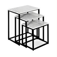 Ensemble de tables basses modernes 3 pièces emboîtables à plateau métallique réglable pour salon, bar, école - comme table d'appoint