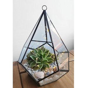 Balcón colgante decorativo moderno creativo artesanía de cristal terrario florero de cristal Marco de hierro con acabado dorado para Decoración de mesa - Product Image 6