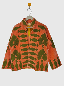 Chaqueta de Terciopelo con Cuello Mao y Patrón de Cactus Bordado, Manga Larga, Corte Regular, para Adultos, Ropa de Otoño - Product Image 5