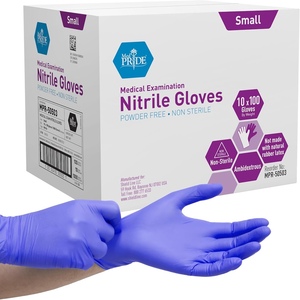 Guantes de Examen de Nitrilo Sin Polvo, Resistentes a Químicos, Sin Orificio para el Pulgar, Caja Pequeña/1000 (Paquete de 100 Unidades) - Product Image 2