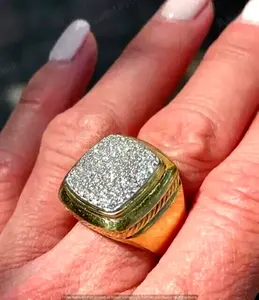 925 Silver 1.00 Ct VVS1 Brilliant Cut Moissanite Diamond <b>Vintage</b> <b>Gold</b> Plated Women's Pinky Wedding <b>Ring</b> Engagement Anniversary - Product Image 2