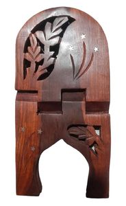 Người giữ sách tôn giáo bằng gỗ đánh bóng cao cấp với khắc trang trí để hiển thị sách thiêng liêng trong phòng cầu nguyện thanh lịch - Product Image 4