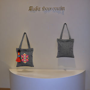 New Elegant Solid Handmade Cotton <b>Tote</b> <b>Bag</b> Zipper Closure Reusable Eco-Friendly <b>Fabric</b> for Lady Fashion Vintage Shopping <b>Bags</b> - Product Image 5