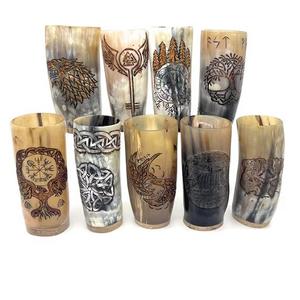 Set of 4 Round Shape Natural <b>Viking</b> Drinking Horn Beer Drinking Horn <b>Cup</b> With Premium Quality Medium Size Wine <b>Cups</b> Agate - Product Image 3