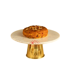 Support à gâteau en aluminium moulé avec plateau en marbre, support à gâteau de luxe très vendu pour la présentation de gâteaux de mariage - Product Image 4