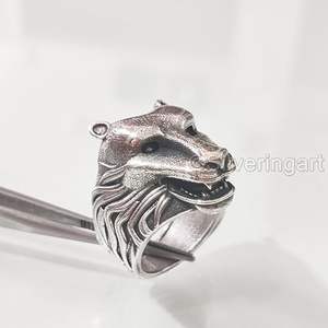Bague pour homme, bande unie, argent, bague loup, artisanat détaillé, tête d'animal, fabrication artisanale, bijoux personnalisés, bague en argent massif 925 - Product Image 5