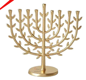 Candélabre traditionnel métal aluminium 9 bras bougeoir Menorah pour décoration de table de mariage - Product Image 3