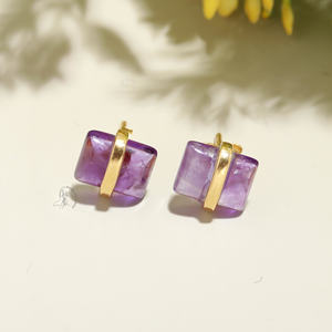 Pendientes de plata de amatista natural, pendientes de plata de ley 925, pendientes de plata hechos a mano para mujer, amatista - Product Image 2