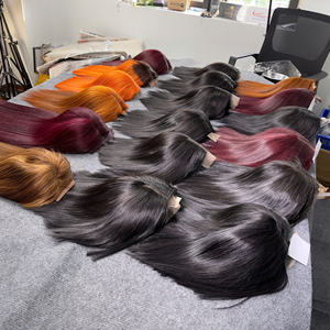 Perruques humaines de qualité supérieure, extensions de cheveux lisses, raie au milieu, 10-12 pouces, diverses couleurs, fermeture en dentelle, perruque vietnamienne - Product Image 4