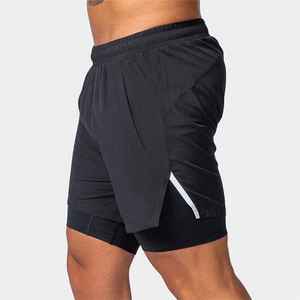 Shorts de course doublés 2 en 1 de haute qualité personnalisés en gros, shorts de sport vierges pour hommes, shorts à double maille pour hommes - Product Image 4