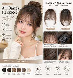 แฮร์พีชหน้าม้าแบบหนีบ ทำจากผมแท้ ต่อผมด้านข้างตรง สีน้ำตาล สำหรับผู้หญิง - Product Image 3